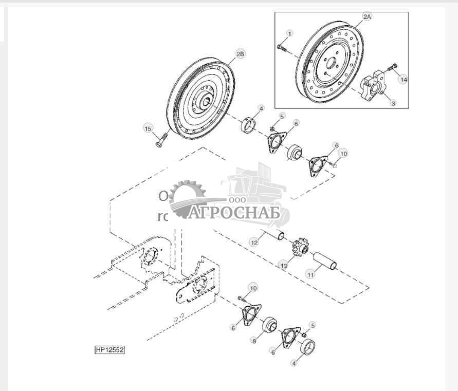 UPPER CLEAN GRAIN ELEVATOR SHAFT, SPROCKET AND SHEAVE 